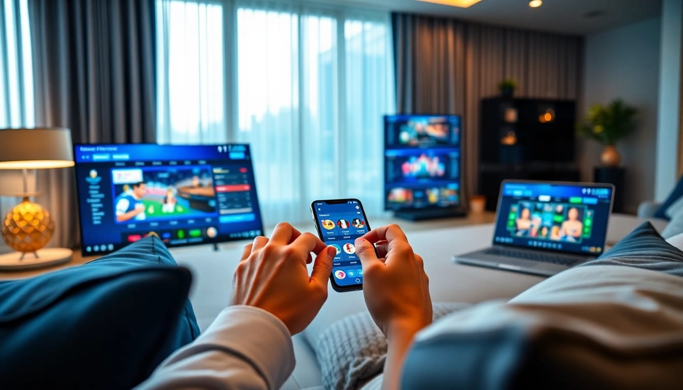 Engaging Ho88 interface showcasing online gaming excitement with players in a modern setting.