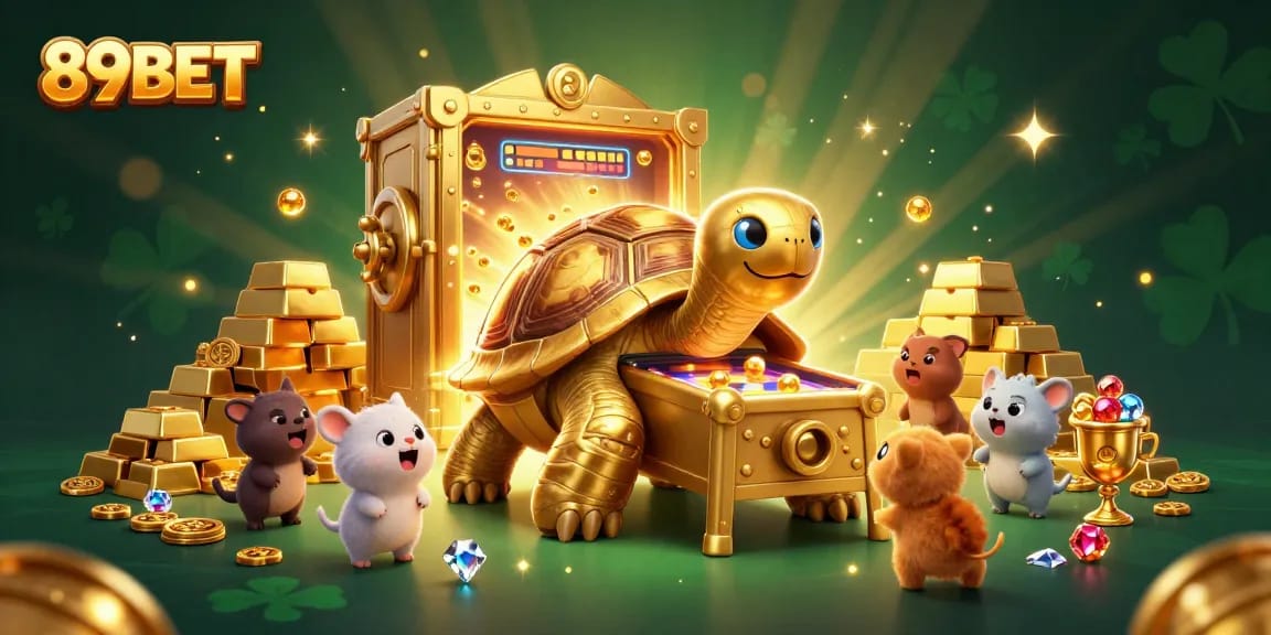 Experience thrilling gameplay at 89BET with a vibrant 3D casino scene filled with treasures and excitement.