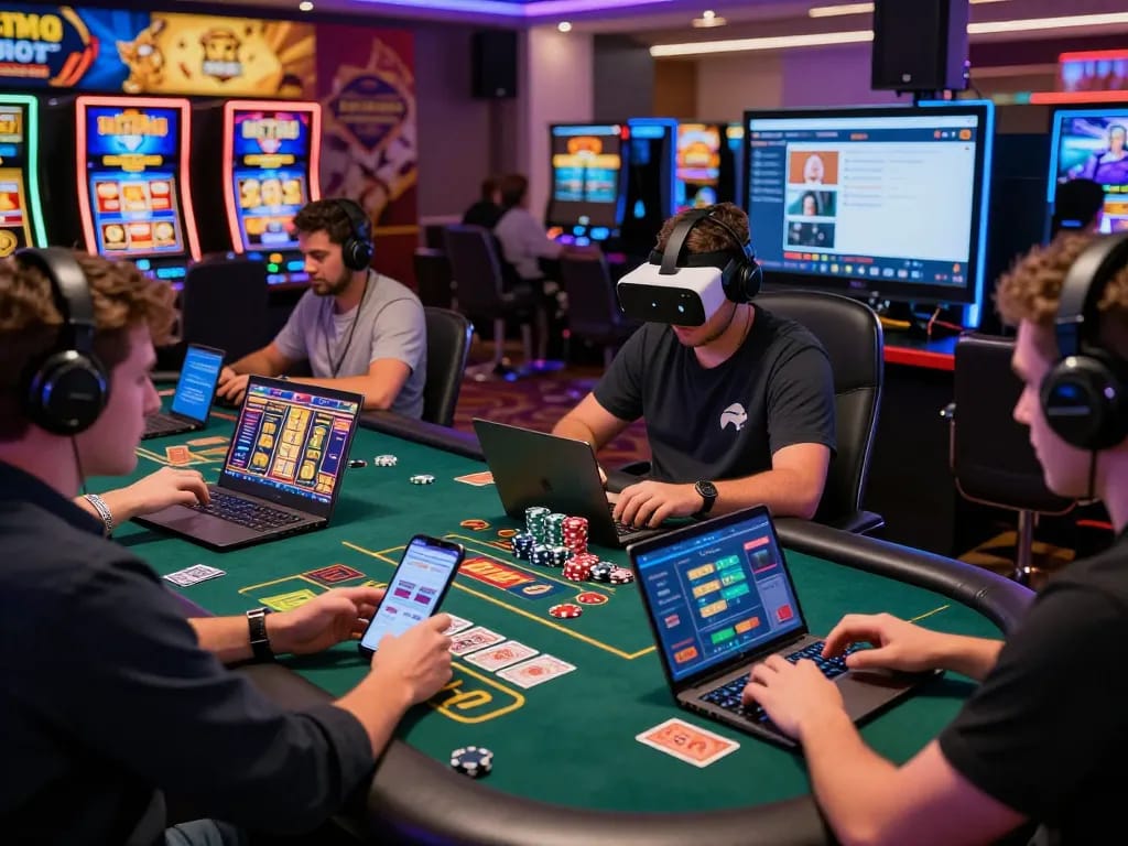 Engaged players enjoying MM88 online casino games with vibrant graphics and exciting animations.