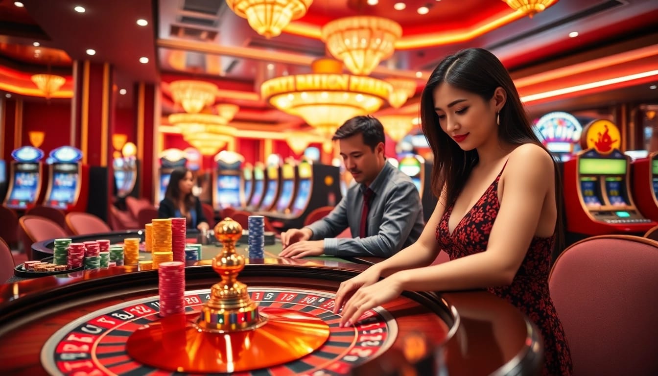 Engaged players experiencing excitement at the trang chủ daga casino, showcasing vibrant table games.