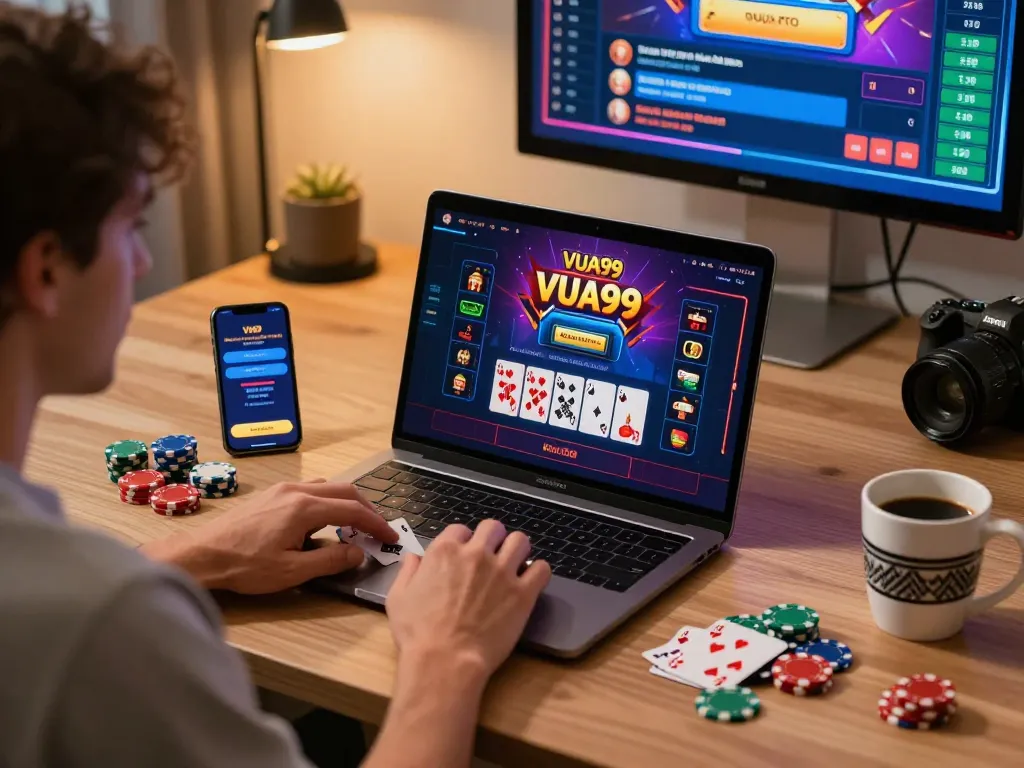 Engaging online gaming scene showcasing VUA99 with colorful casino graphics and gaming elements.