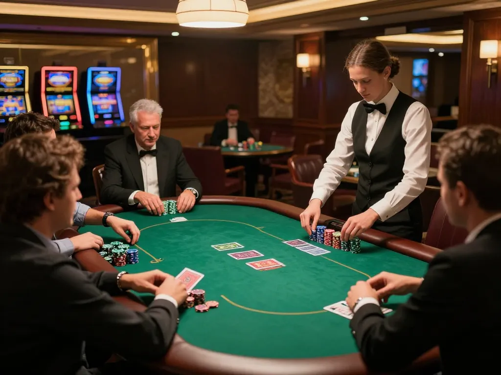 Players engaged in high-stakes poker game at Luck8mb casino, showcasing strategy and excitement