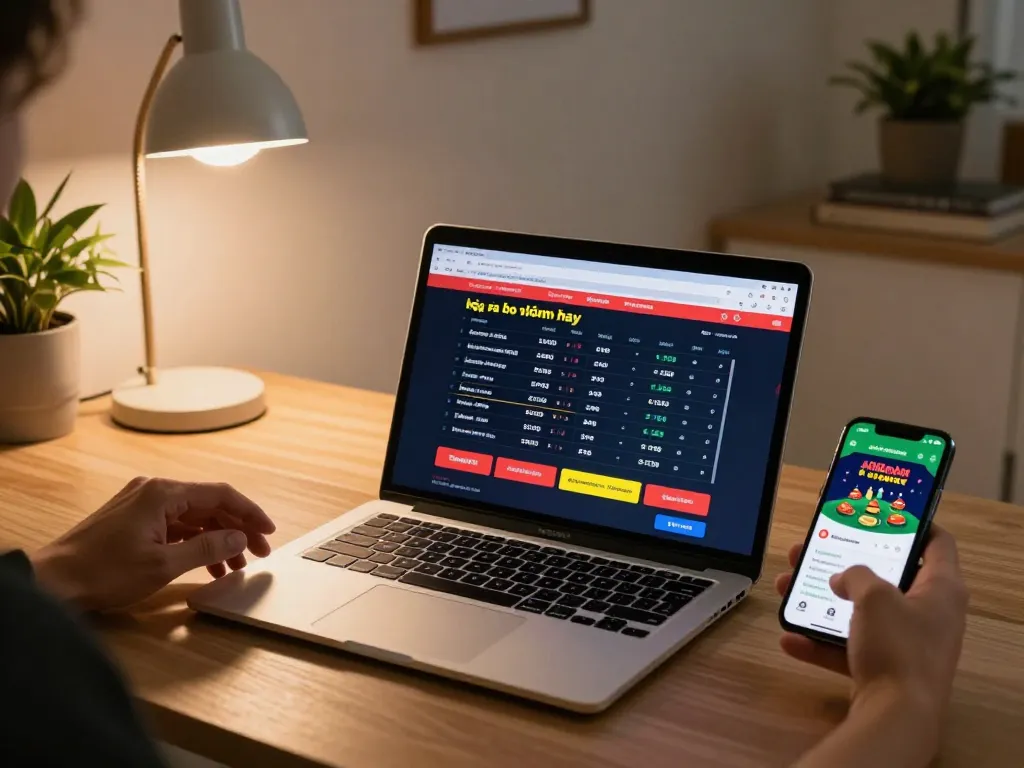 Engaging in sports betting with kèo nhà cái hôm nay displayed on a laptop and smartphone