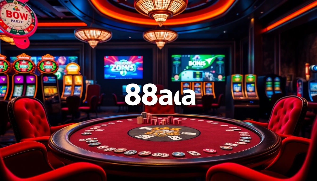 Experience the excitement of 88aa at a vibrant casino with poker tables and slots.