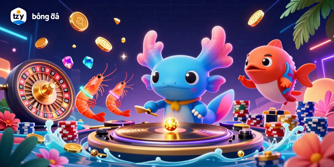 Engage with tỷ lệ bóng đá through vibrant sports betting action led by the neon-colored axolotl DJ.