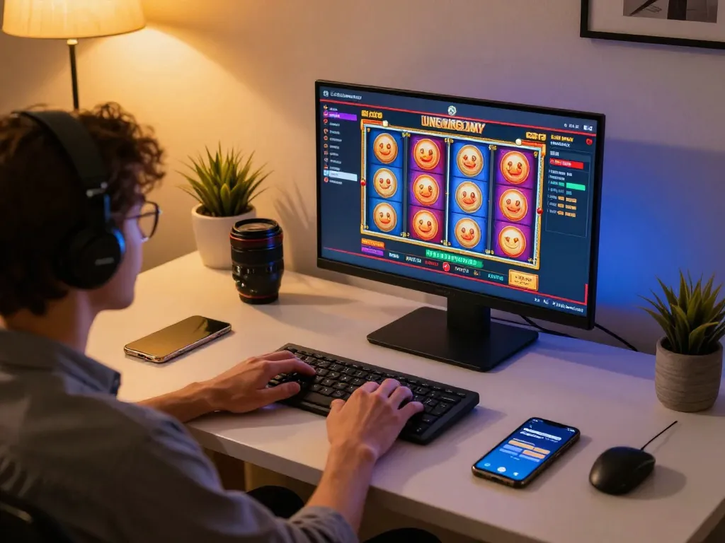 Engaging player at home enjoying 78wingo online gaming experience on laptop