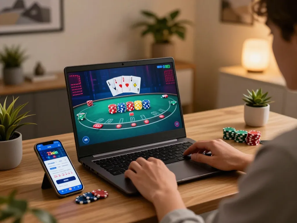 Experience the thrill of blackjack gameplay on 23win with an engaging online setup.