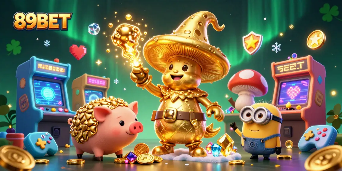Experience thrilling gameplay at 89BET with vibrant 3D casino elements and golden treasures.