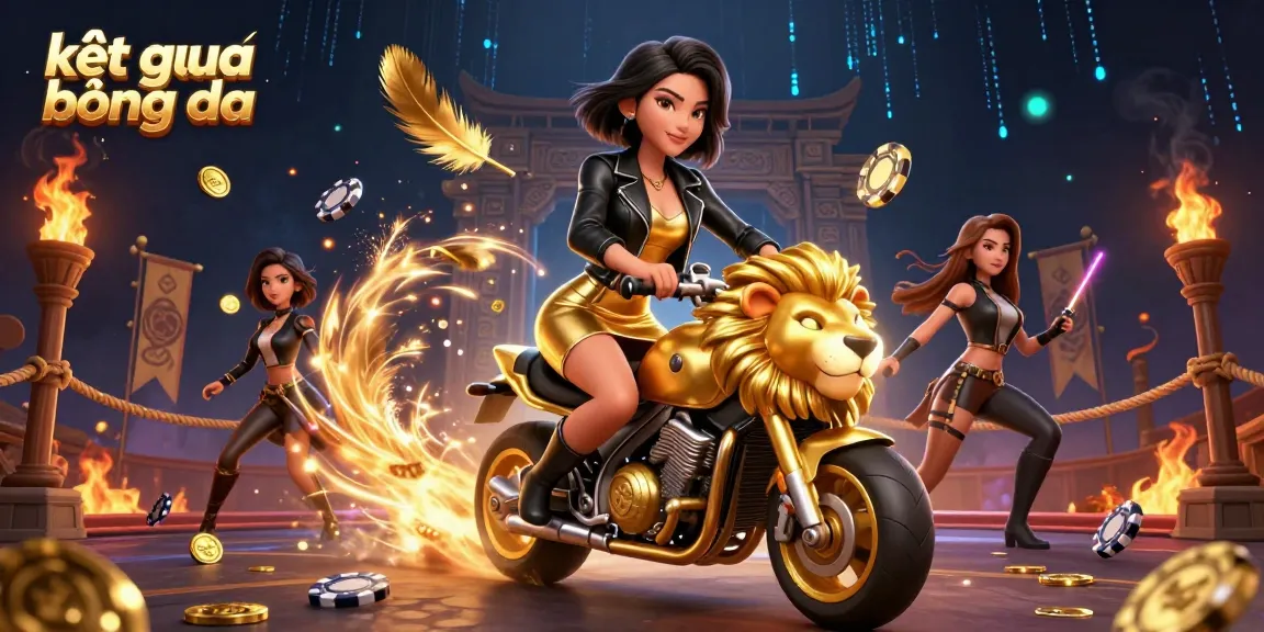 Experience the thrilling kết quả bóng đá action with a dynamic 3D illustration showcasing a glamorous woman on a golden lion.