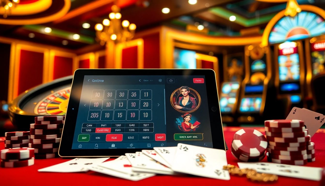 Engaging gambling scene at https://mtr888.com/ featuring poker chips and roulette wheel.