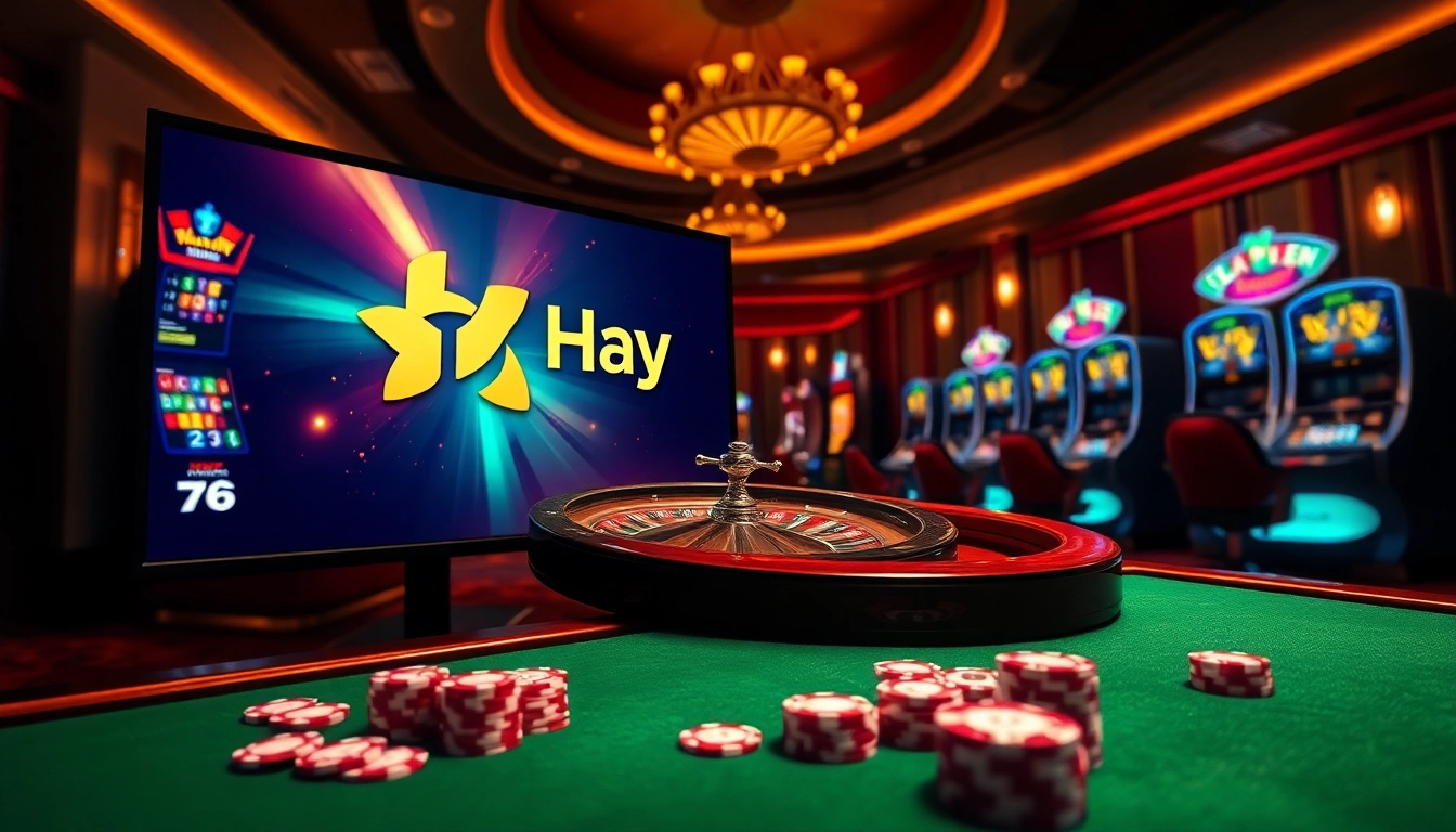 Play exciting games at Haywin with vibrant casino visuals including slots and roulette.