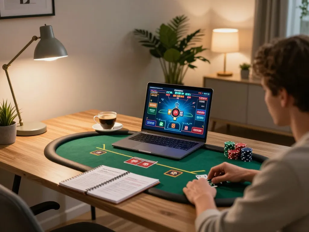Player enjoying poker on 789bet with strategic notes for a professional gaming experience.