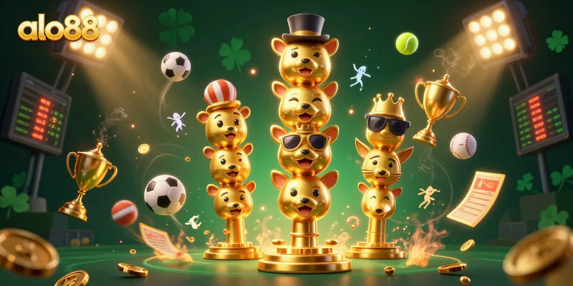 Experience top betting action at alo88 with a vibrant 3D casino scene displaying dynamic sports elements.