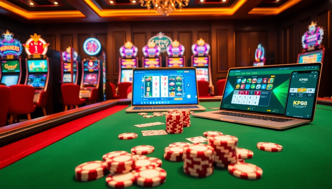 Experience thrilling gambling action at https://kp88.onl/ with luxurious casino elements highlighting excitement and professionalism.