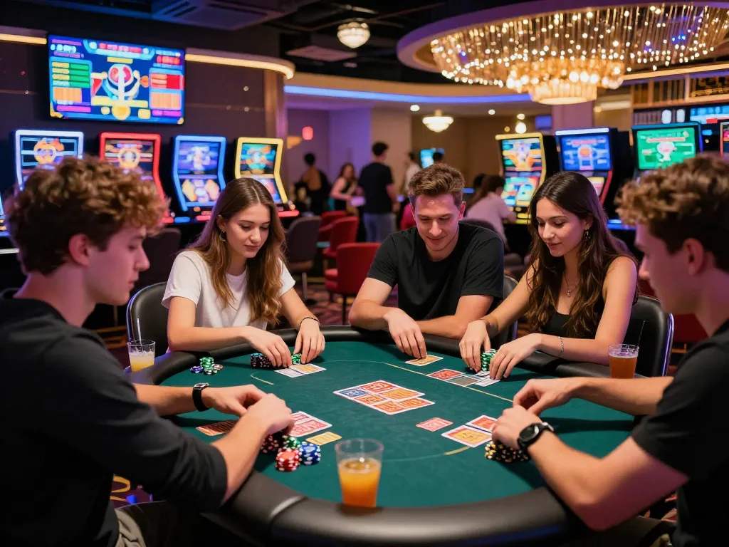 Exciting gaming atmosphere at bomwin casino highlighting vibrant card games and social interaction.