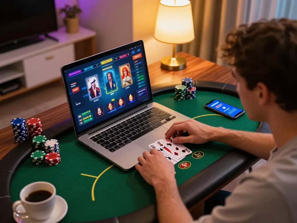Engaging home poker session featuring Go 88 strategy in action with lively gameplay and warm atmosphere.