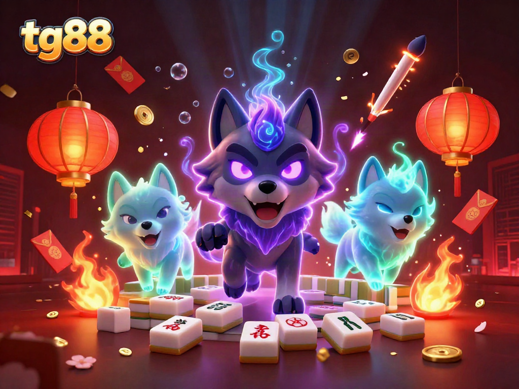 Experience thrilling action at tg88 casino with ghostly wolves and festive elements illuminating gameplay.