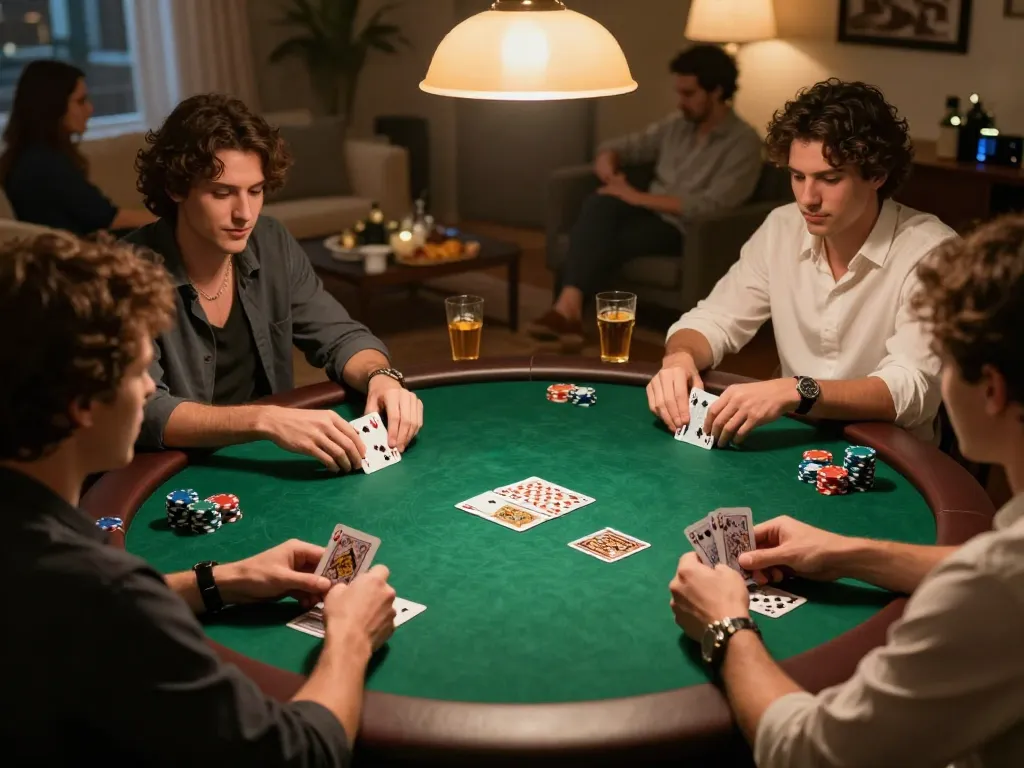 MAX88 poker night gameplay with friends, thrilling card action and strategic betting atmosphere