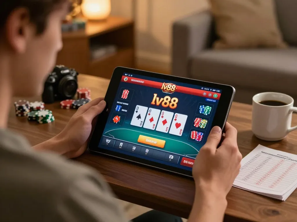 Engaging online poker game on the lv88 app, showcasing player strategy and bankroll management.