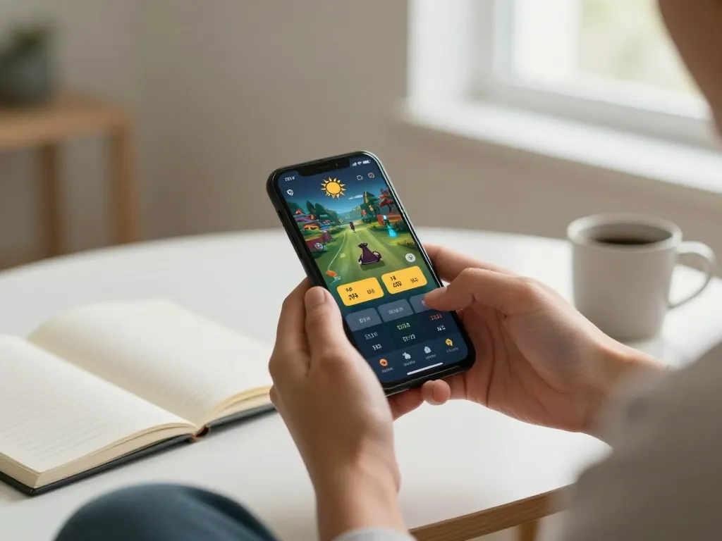 Tải sun win app interface on smartphone showing exciting gaming options at home