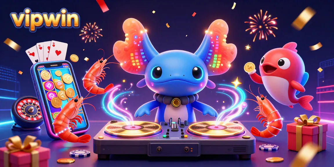 Win big at vipwin with vibrant casino-themed 3D illustration showcasing exciting gaming action.
