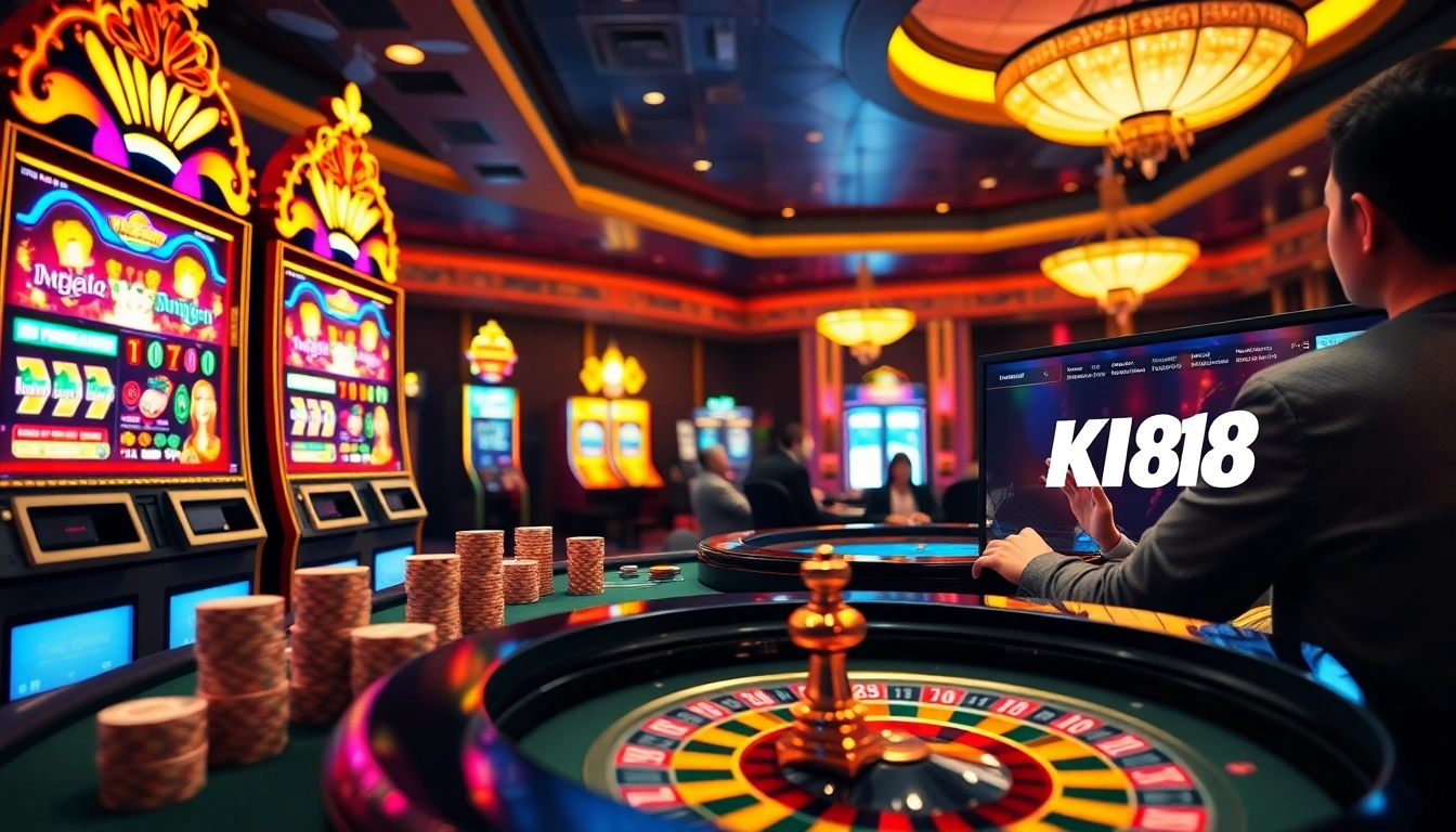 Experience thrilling gameplay at KP88 with vibrant slot machines and elegant poker tables.