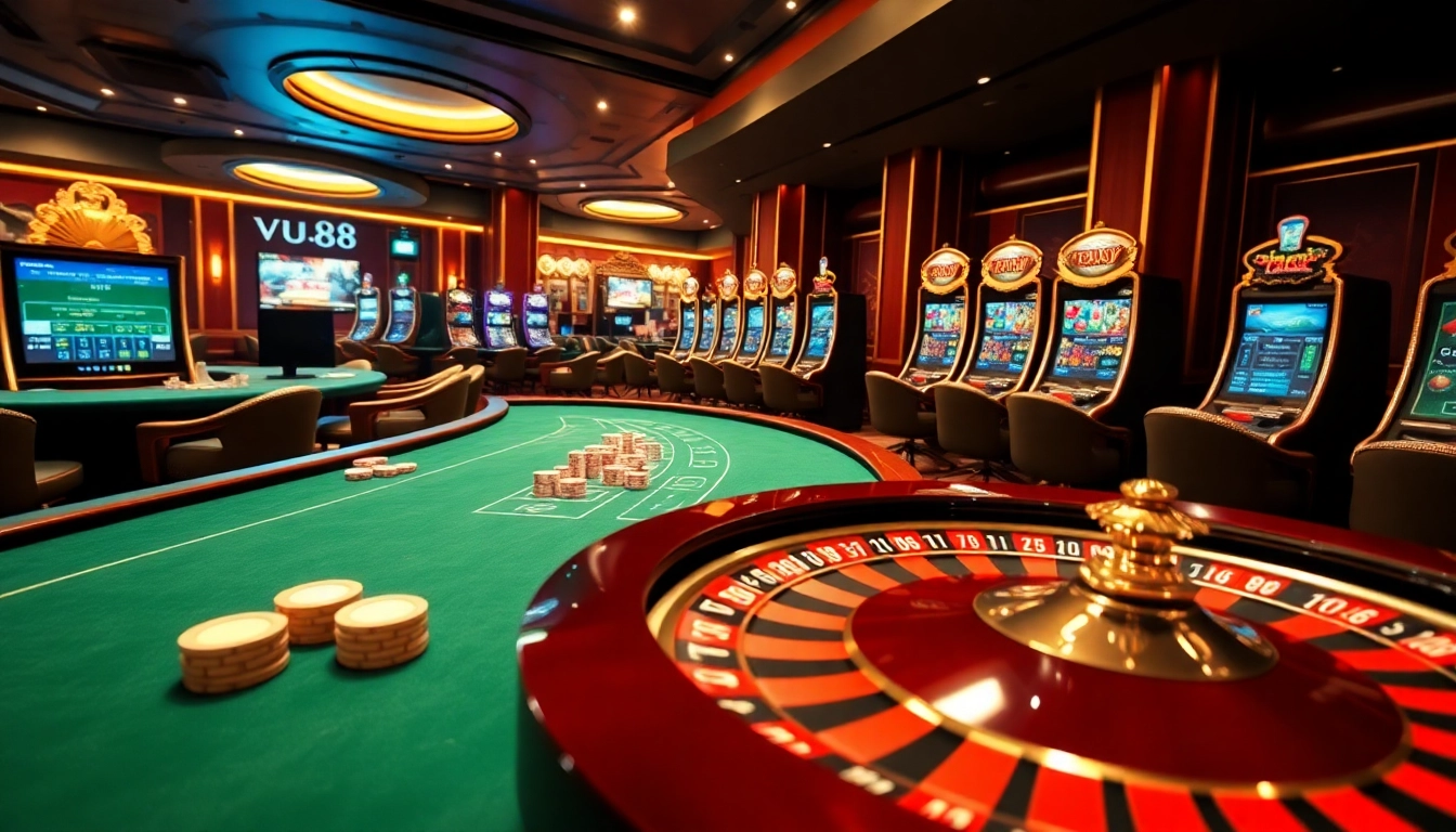 Engaging gambling experience at vu88.com featuring a luxury casino atmosphere.