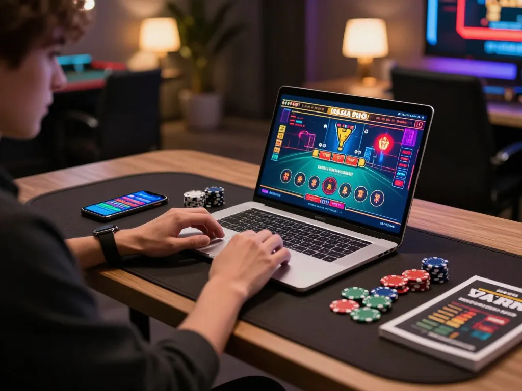 Player engaging in live dealer games at home with s666no1 betting strategies visible on screen