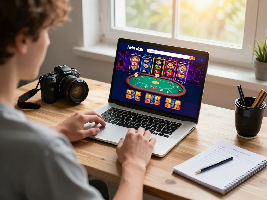 Engaged player strategizing on iwin club online gaming interface during a home session.