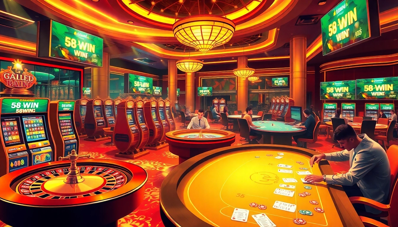 Experience thrilling gameplay at 58WIN with vibrant casino tables and dynamic gaming action.