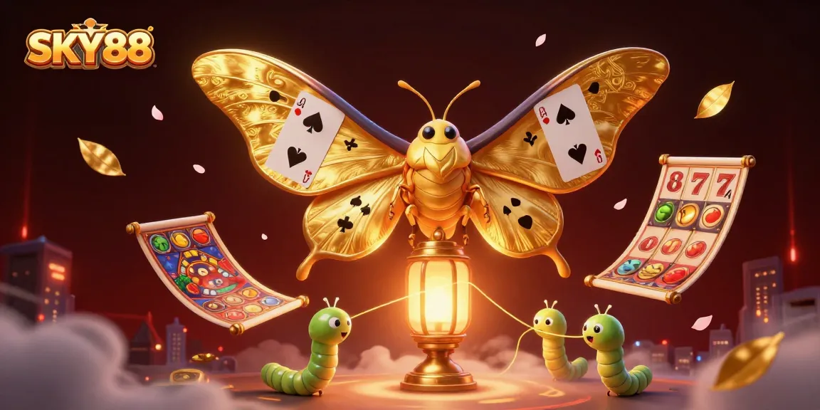 Engage in thrilling casino action at SKY88 featuring vibrant slot elements and captivating characters.