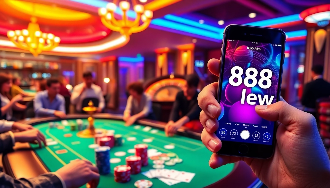Experience the thrill of gaming with 888new tải app showcased at a vibrant casino table.