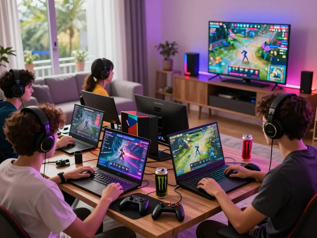 Engaging online gaming scene showcasing players using go-88.us.com on various devices, enhancing immersive gameplay experience.
