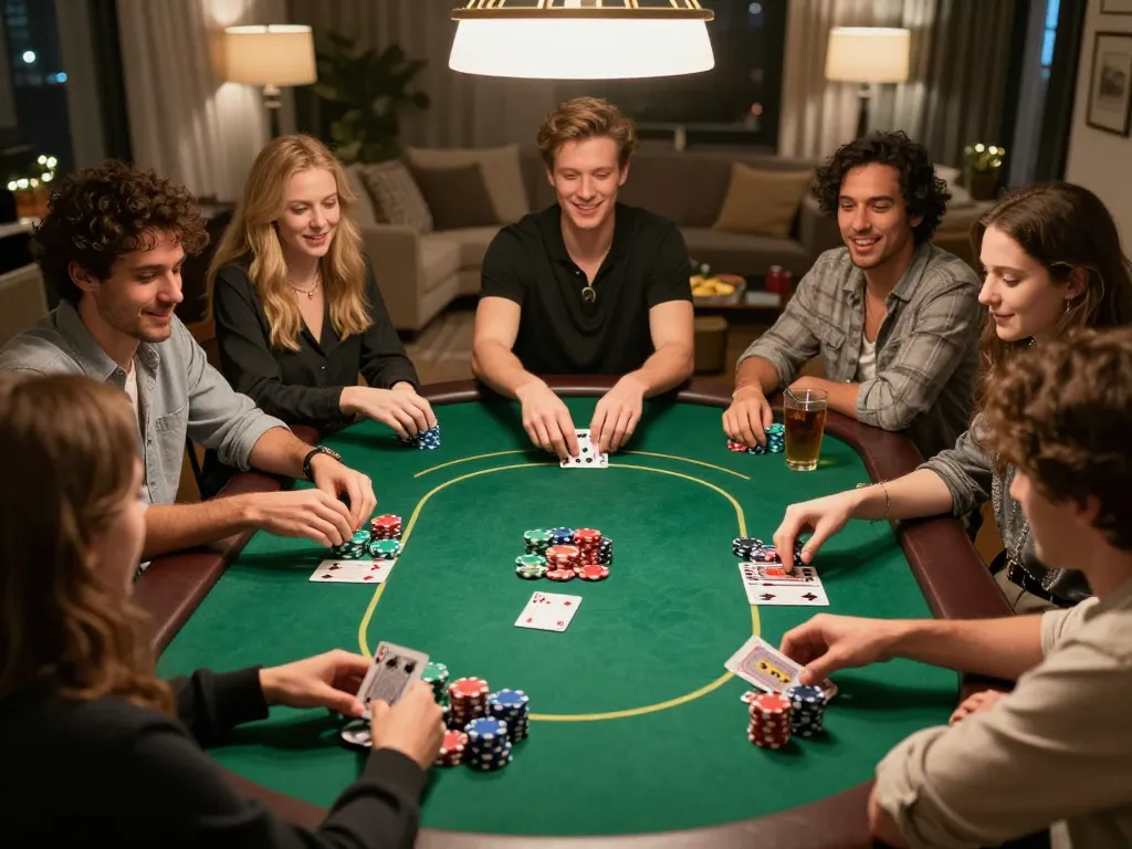 Players enjoying a thrilling poker night with SHBET games in a cozy ambiance.