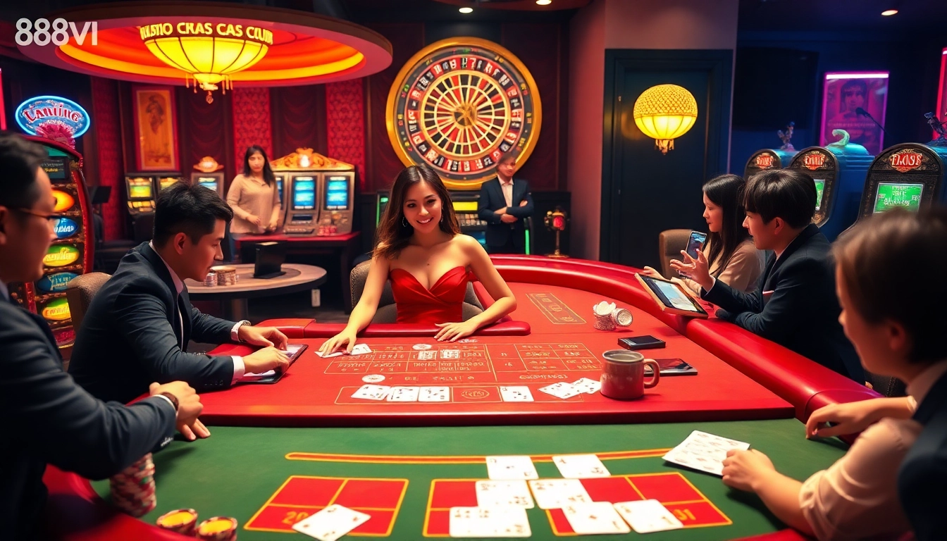 Experience the excitement at nhà cái 888VI with lively casino tables filled with betting action.