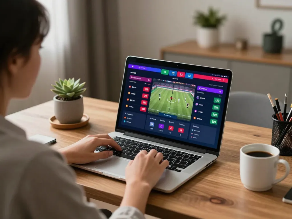 Place bets online for transporthydraulics while enjoying a sports event in a modern home office.