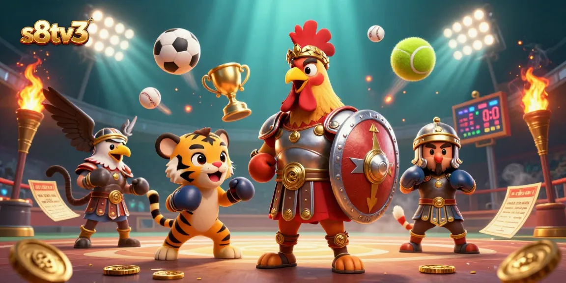 Engage in expert sports betting with s8tv3 in a vibrant 3D illustration showcasing energy and excitement.