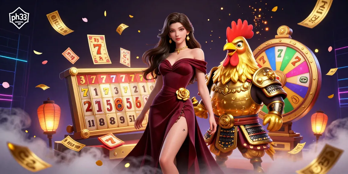 Experience thrilling gameplay at ph33 with colorful slot reels and vibrant casino elements.