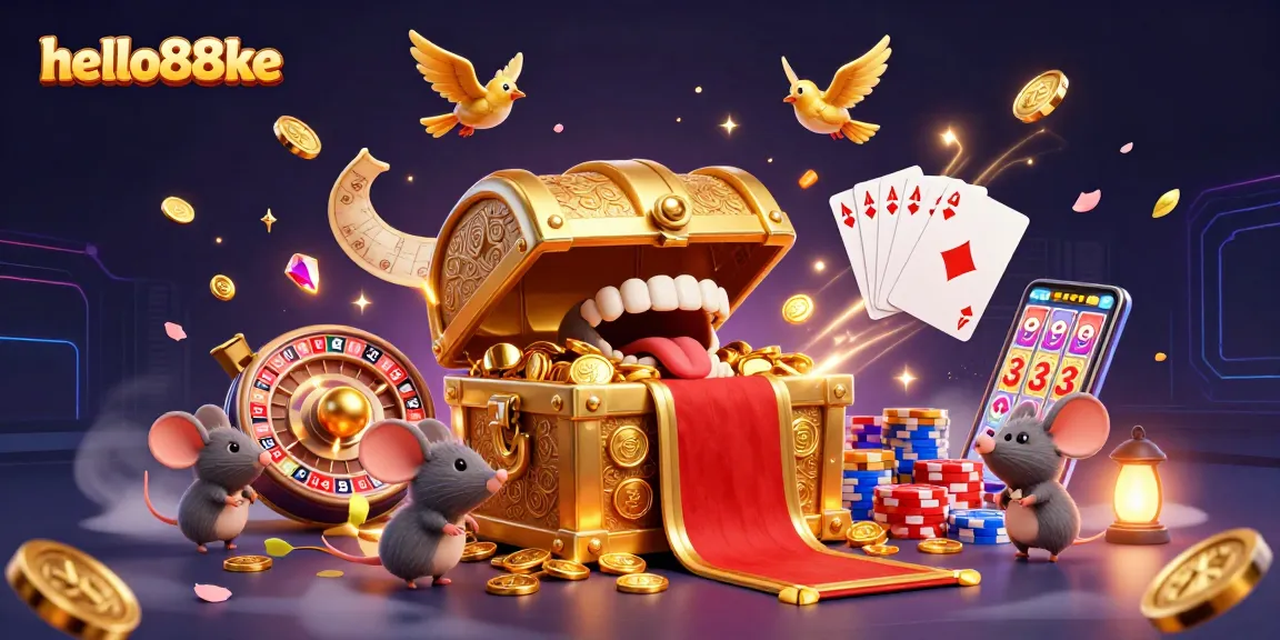 Experience thrilling gameplay at hello88ke with treasure chests, coins, and casino elements.