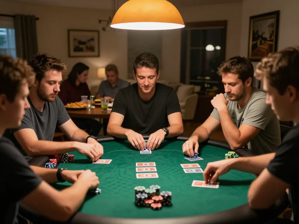 Engaging poker night scene focusing on strategy, players around the table enjoying the thrill of winning at https://www.bearcreekwatershed.org/macroinvertebrates