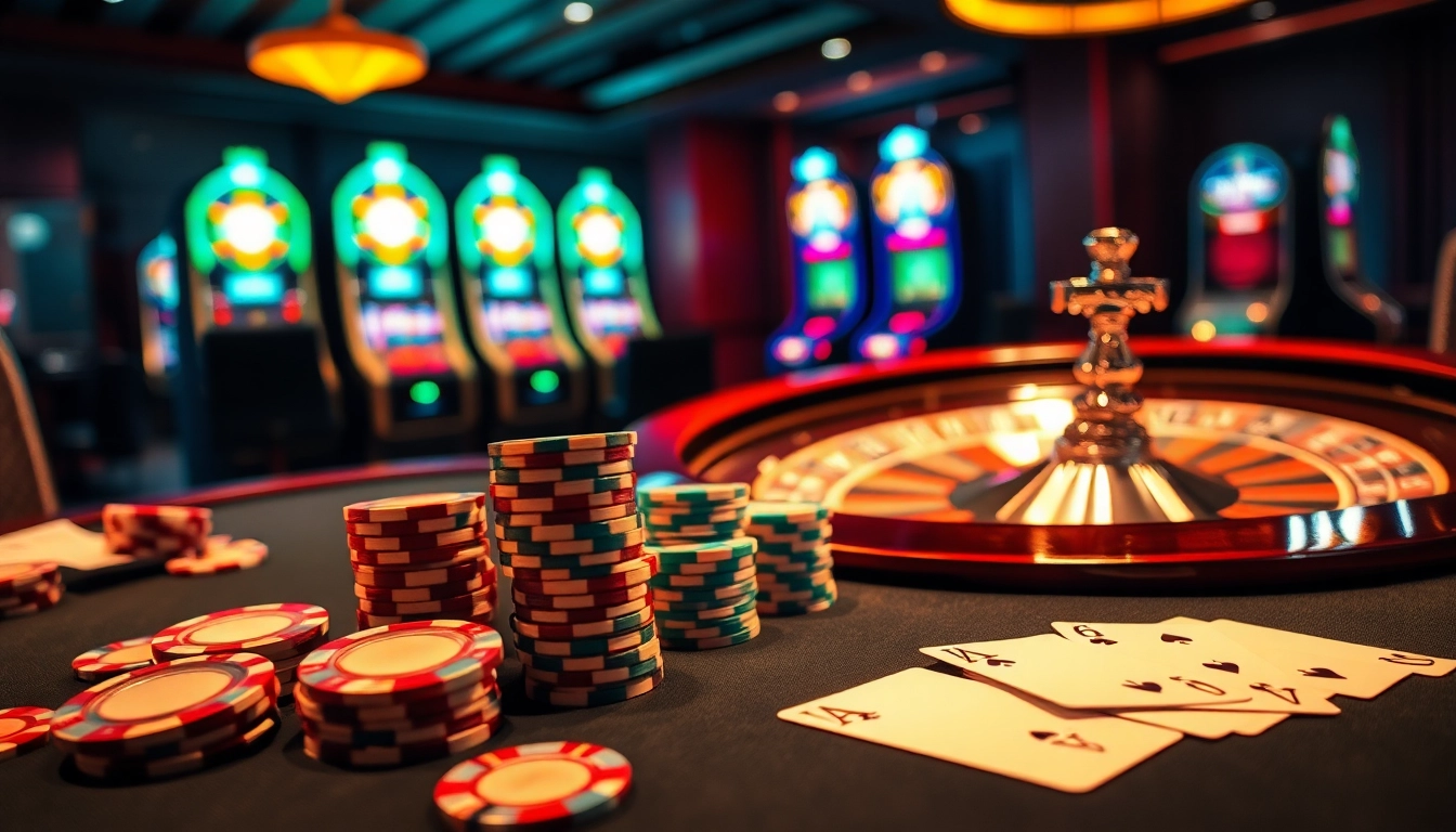 Experience the excitement of LC88 at a luxurious casino gaming table with poker chips and cards.