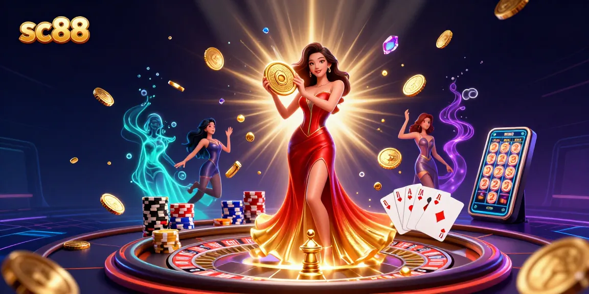 Experience thrilling gameplay with sc88 and stunning promotions in this vibrant casino illustration.