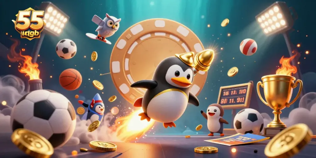 Engage with the thrilling 55 club login experience, featuring a dynamic gaming illustration.
