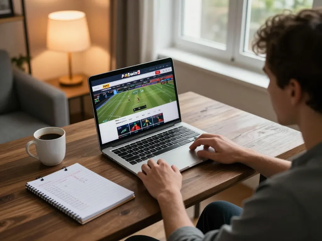 Experience the excitement of betting on 58win1 from a cozy home office setup as players engage in sports wagering.