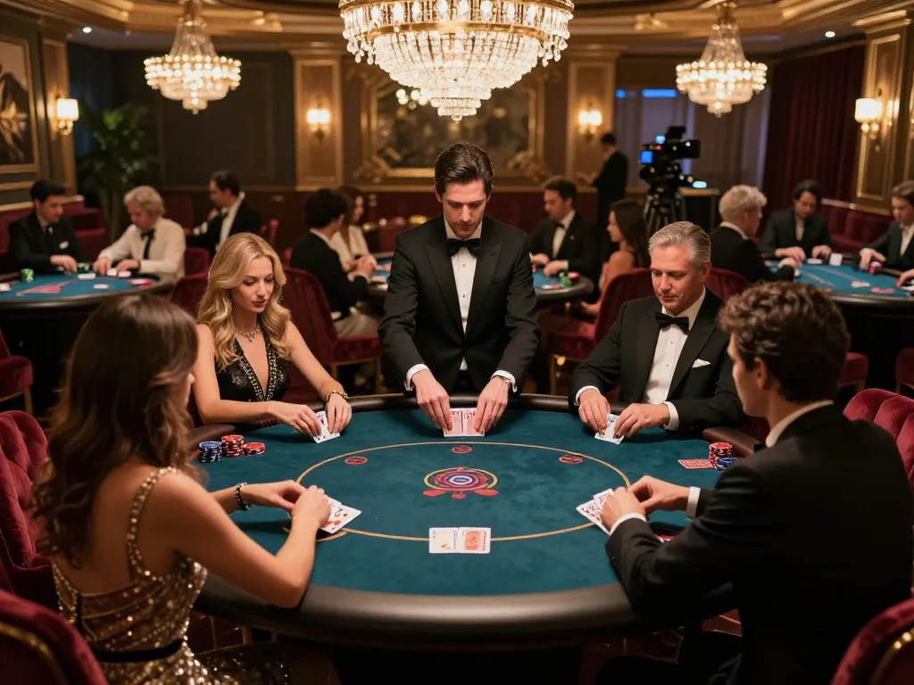 High-stakes players enjoying a poker game at XX88, showcasing its luxury gaming environment.