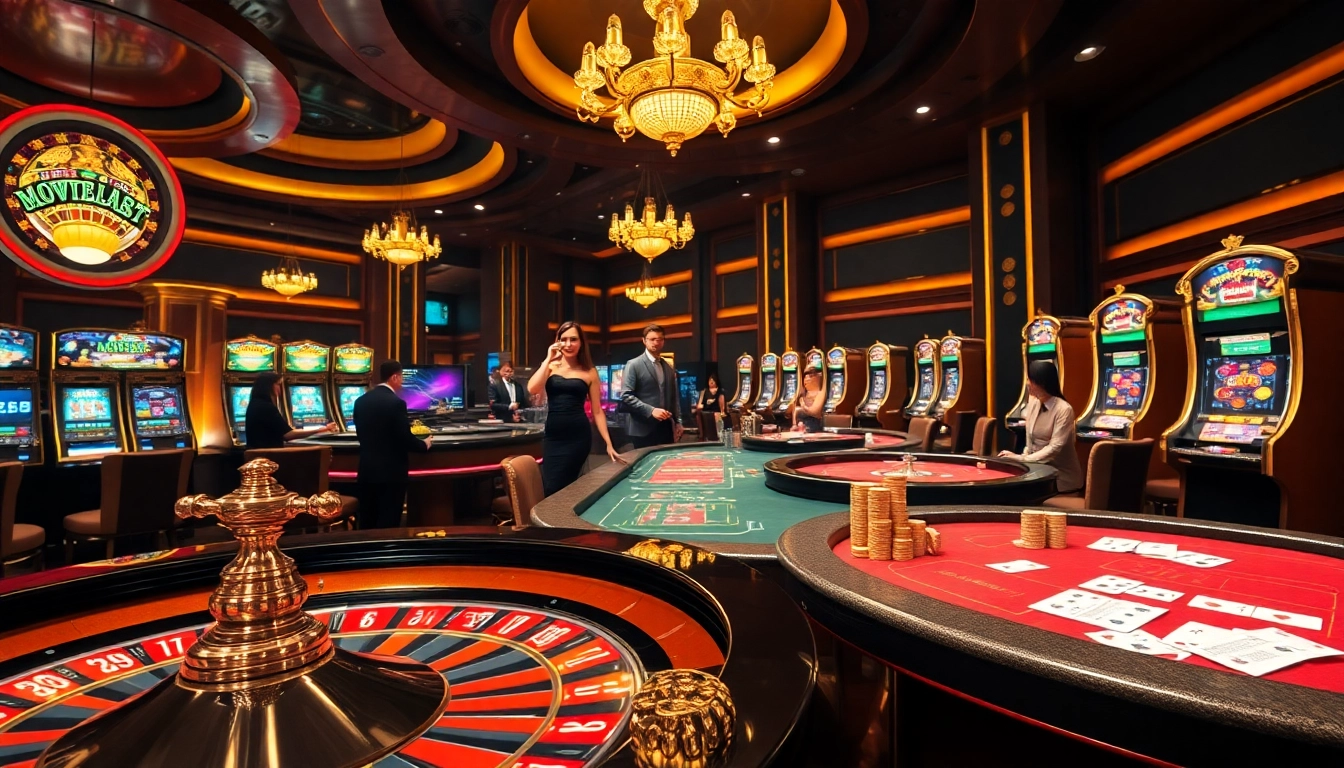 Experience the excitement of 'trang chủ 9bet' in a luxurious casino setting with engaging gambling activities.