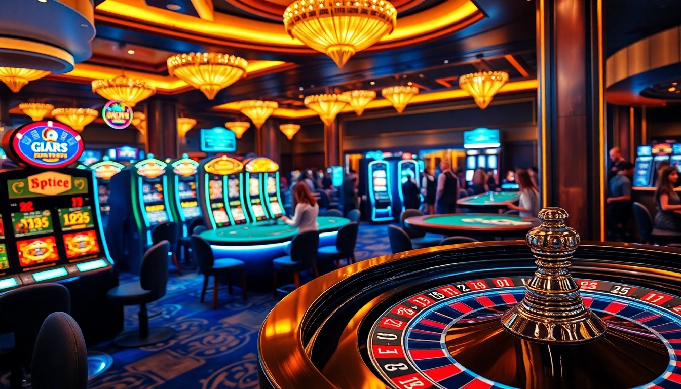 SODO casino scene showing players excitedly gambling at roulette and poker tables