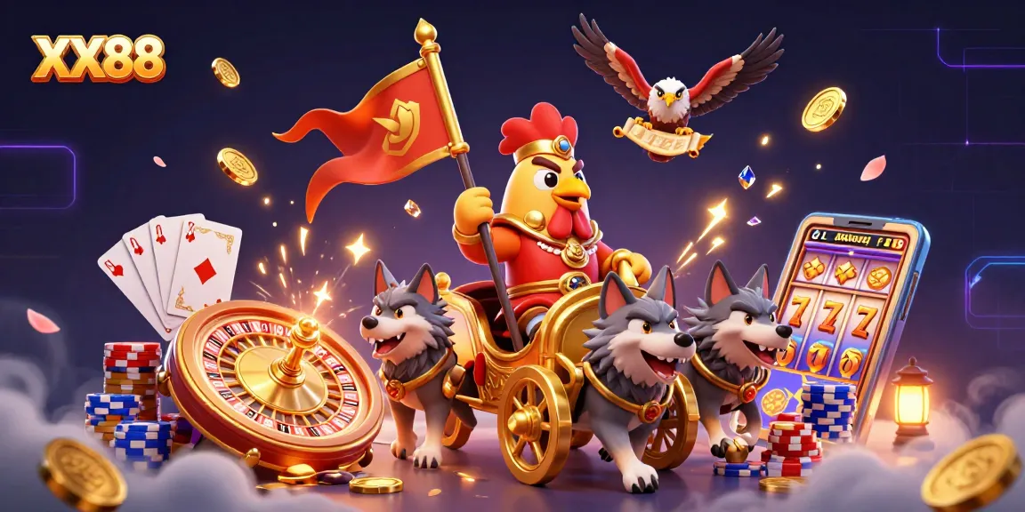 Experience thrilling gameplay with XX88 in this dynamic and vibrant casino illustration.