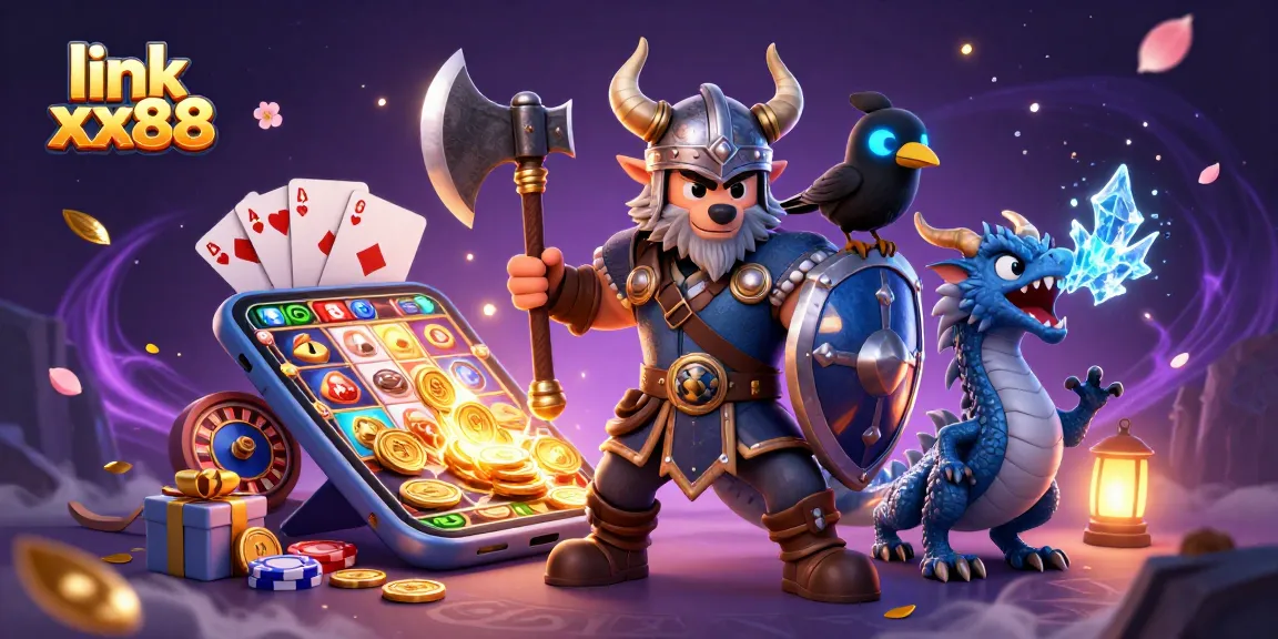Play and win with link xx88 featuring dynamic gaming scenes and playful characters.