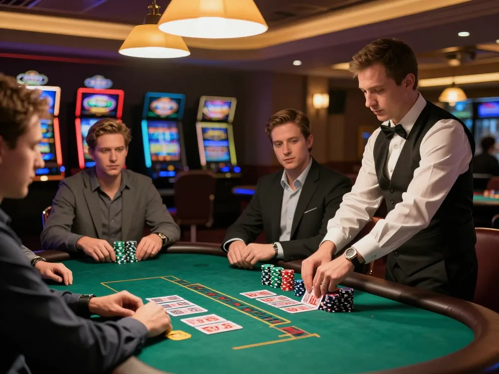 Players engaging intensely in a blackjack game with the 888vnd app displayed on a smartphone.
